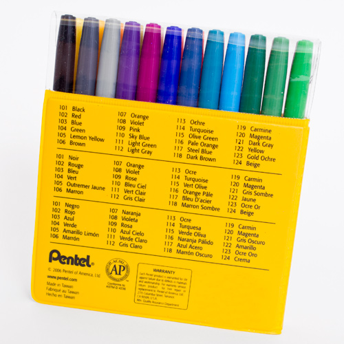 Pentel, Color Pen, Fine Point, Marker, 24 Set